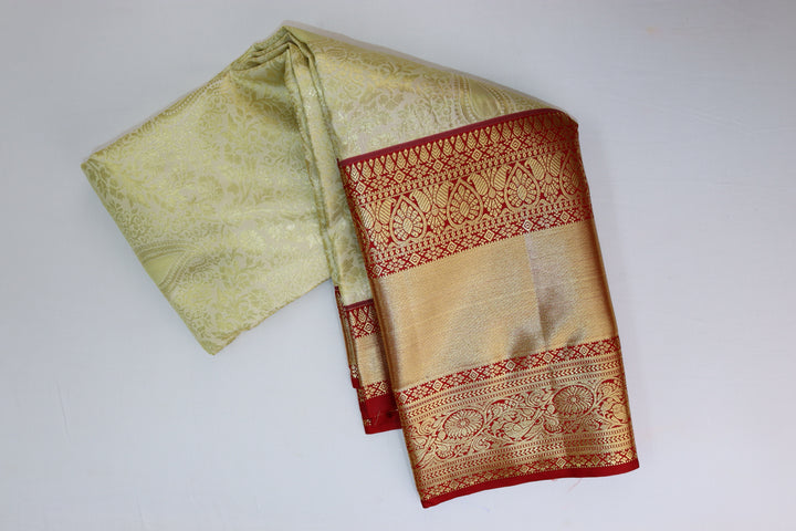 Trendy Cream Kanjipuram Saree