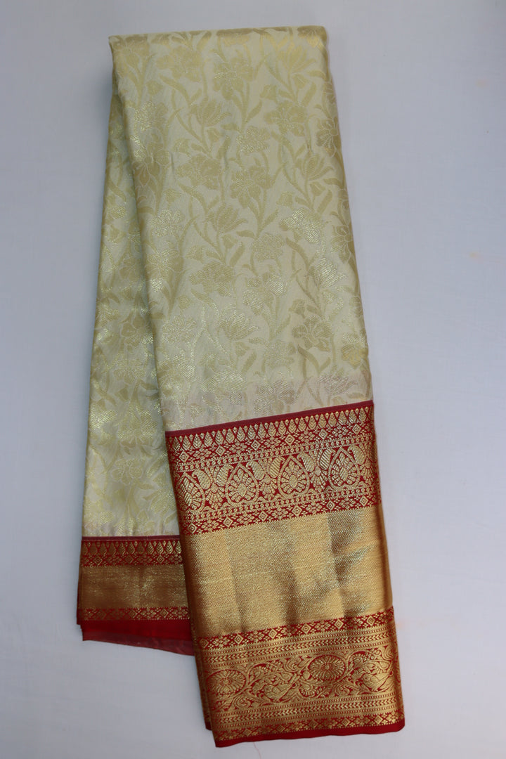 Elegant Cream Kanjipuram Saree