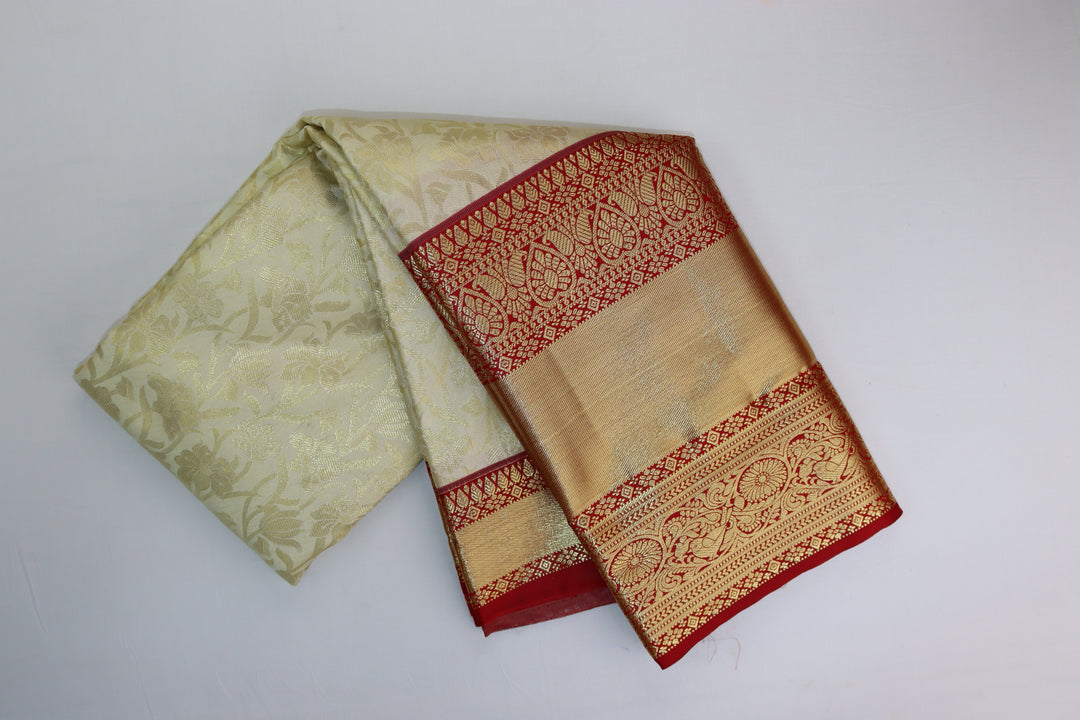 Elegant Cream Kanjipuram Saree