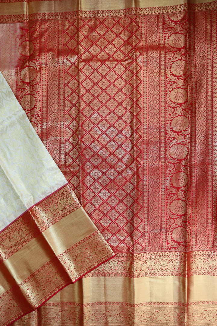 Traditional Cream Kanjipuram Saree