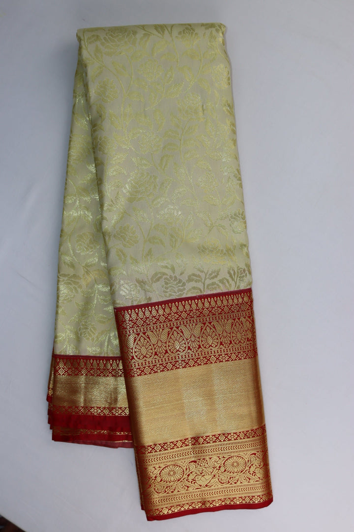 Stunning Cream Kanjipuram Saree