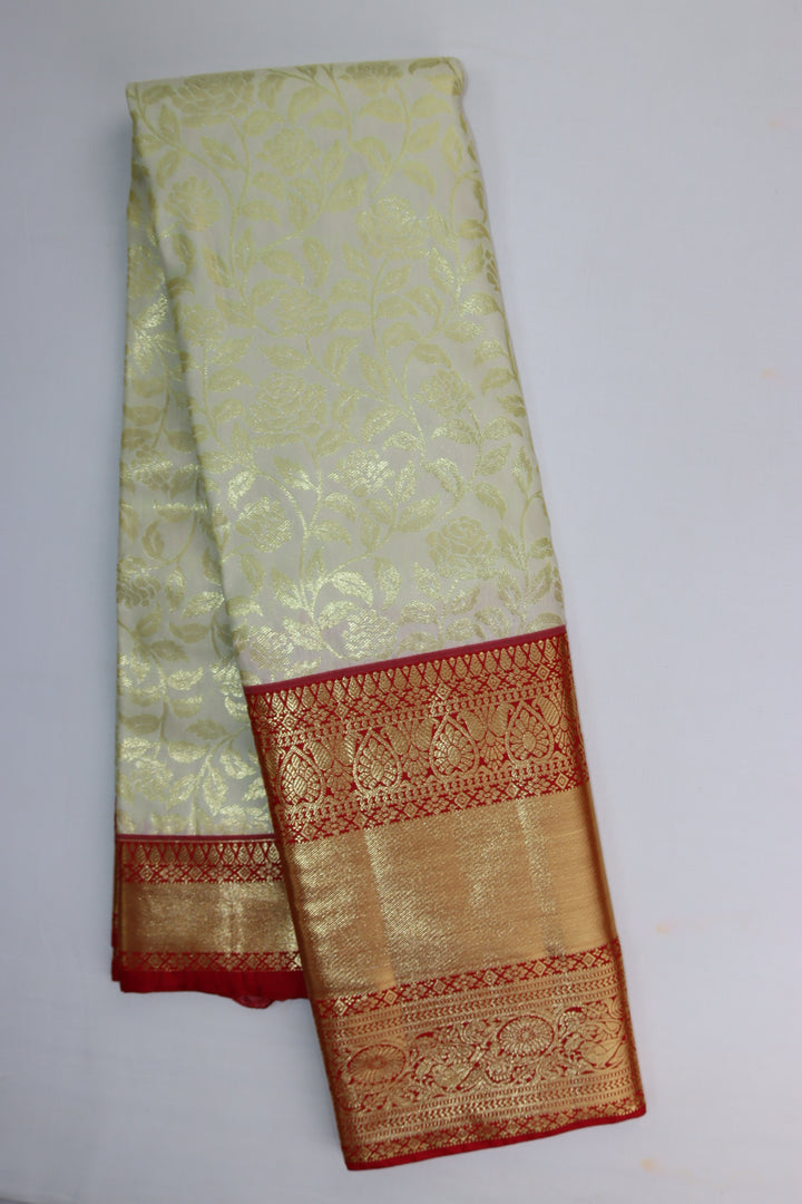 Mesmerizing Cream Kanjipuram Saree