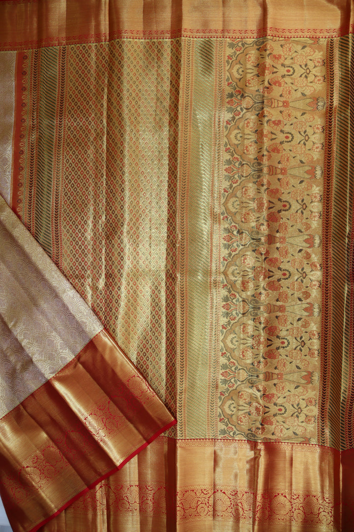 Stunning Cream Kanjipuram Saree