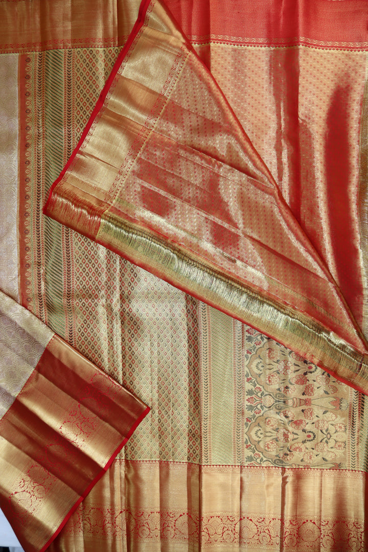 Stunning Cream Kanjipuram Saree