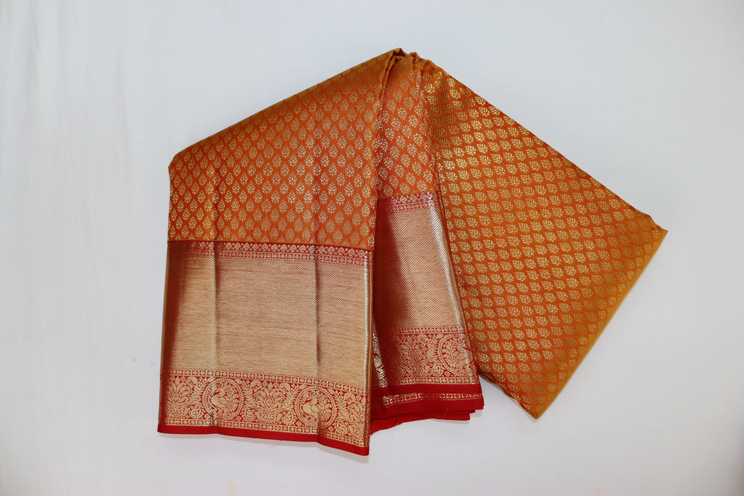 Gorgeous Orange Kanjipuram Saree