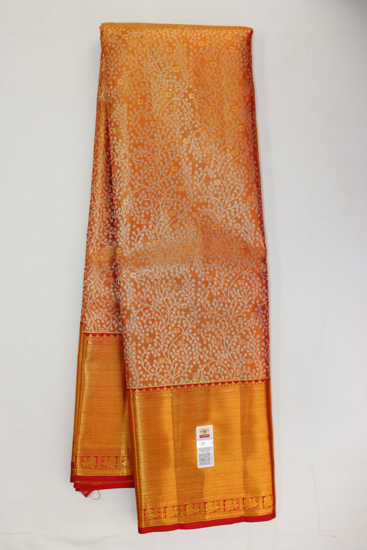 Captivating Pastel Orange Kanjipuram Saree