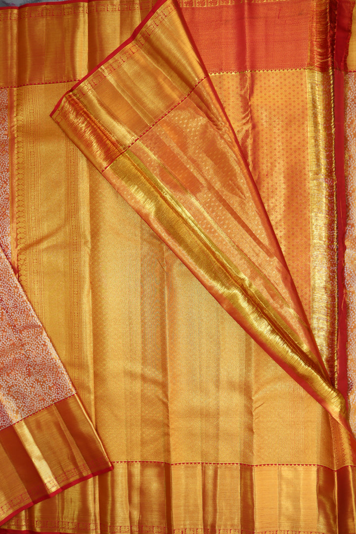 Captivating Pastel Orange Kanjipuram Saree