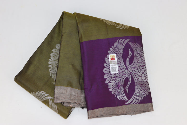 Divine Olive Green Kanjipuram Saree