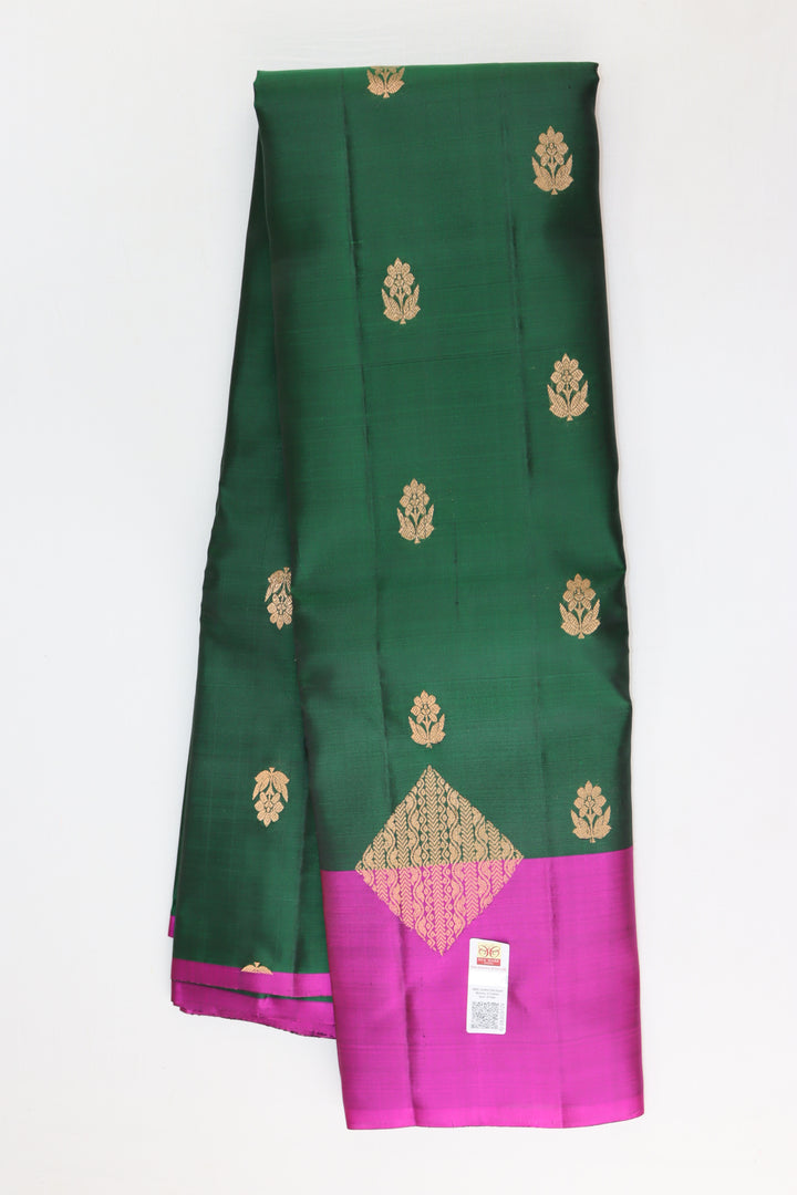 Elagant Dark Green Kanjipuram Saree