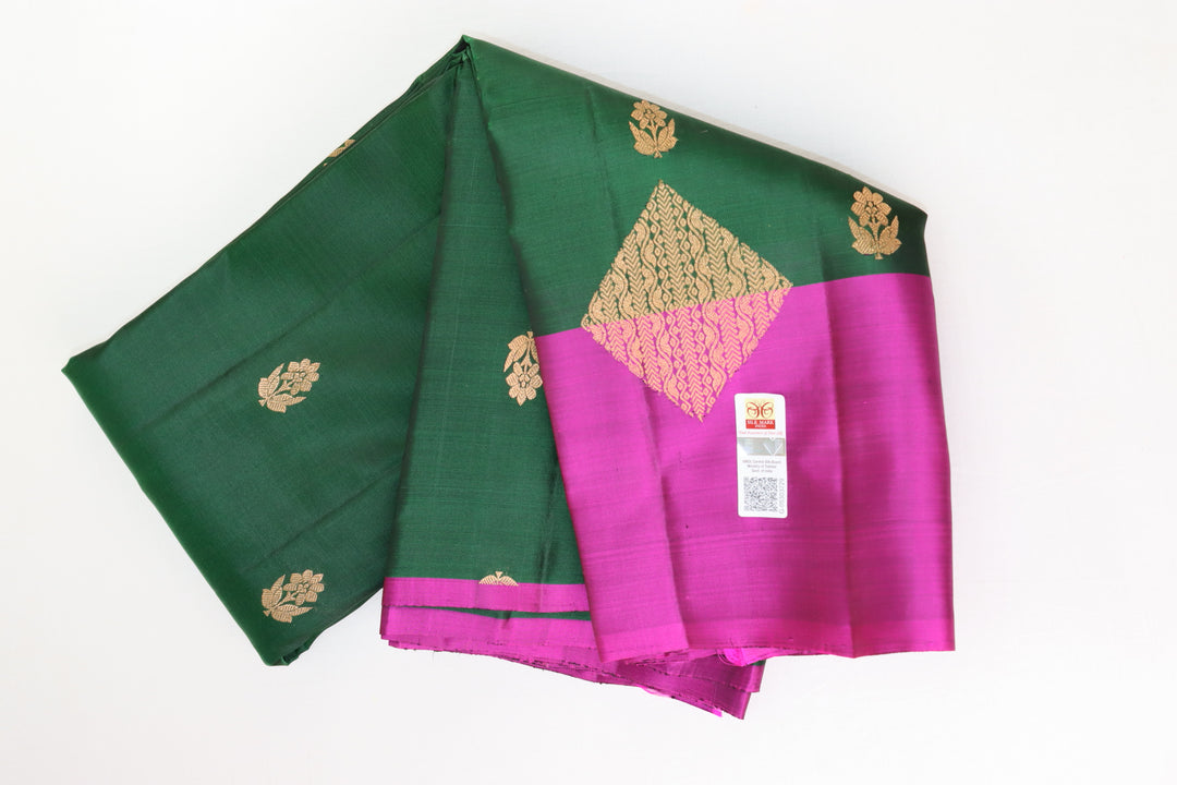 Elagant Dark Green Kanjipuram Saree