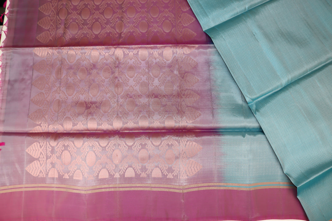 Traditional Sea Blue Kanjipuram Saree