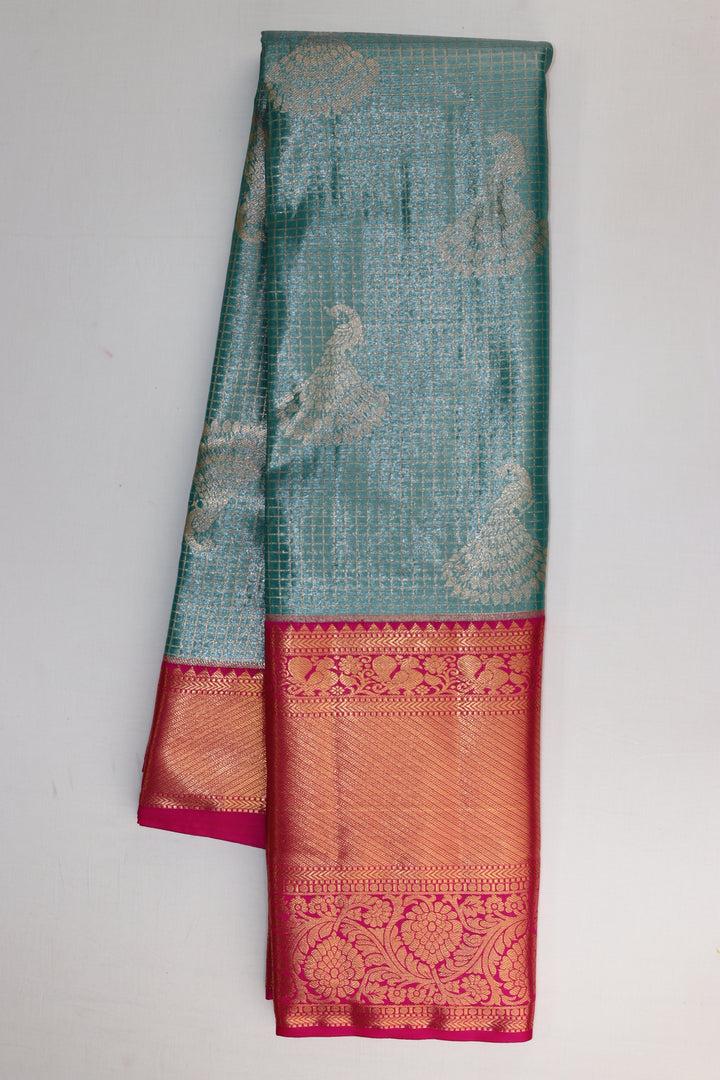 Mesmerizing Sky Blue Kanjipuram Saree