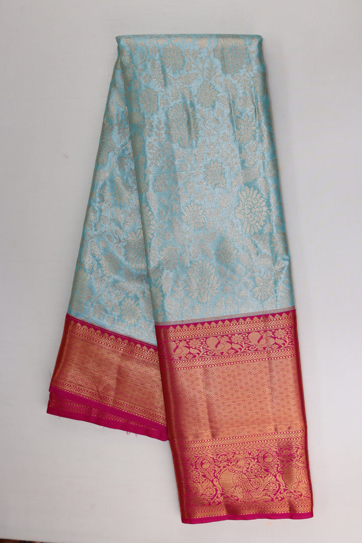 Rich Sky Blue Kanjipuram Saree