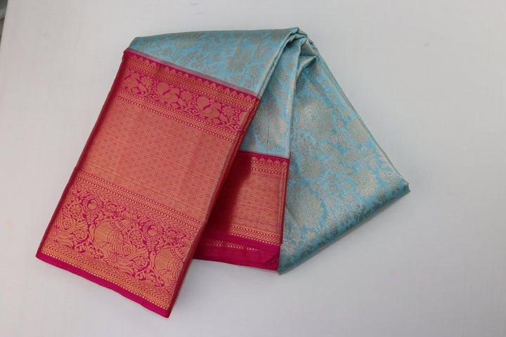 Rich Sky Blue Kanjipuram Saree