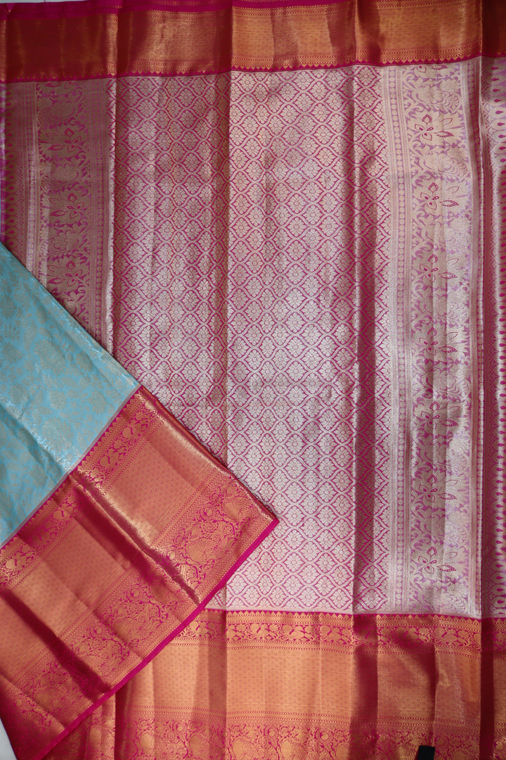 Rich Sky Blue Kanjipuram Saree