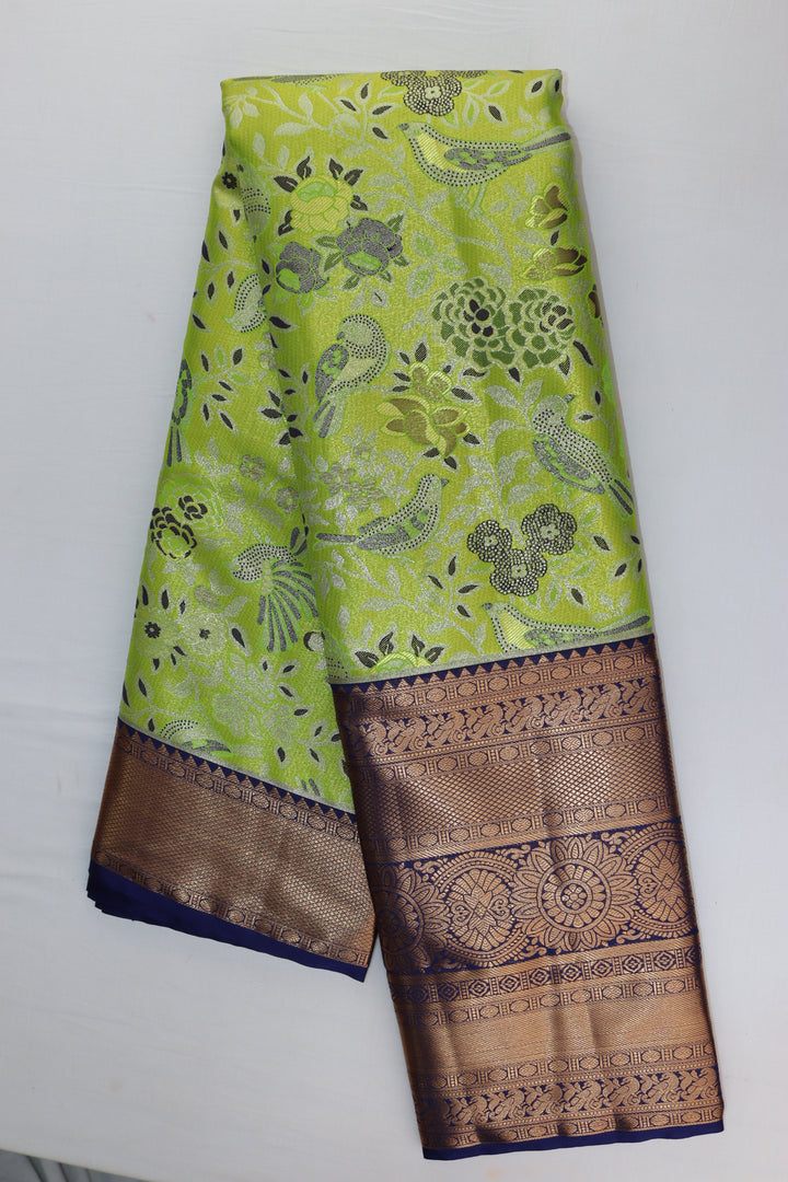 Stunning Parrot Green Kanjipuram Saree