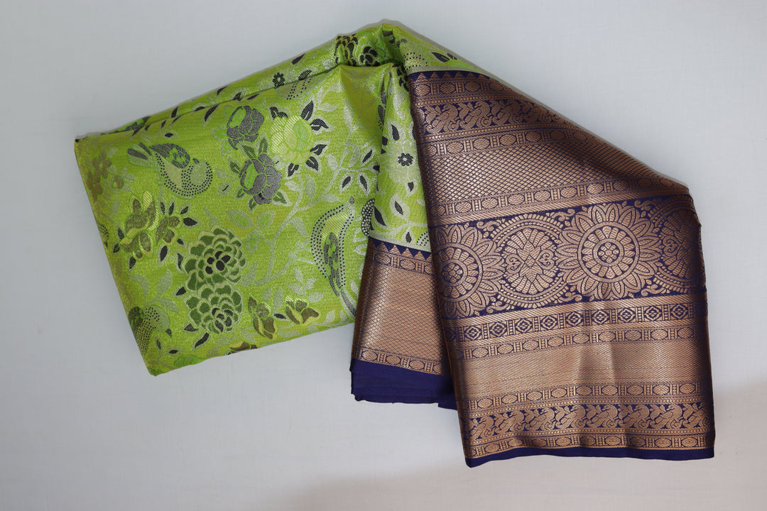 Stunning Parrot Green Kanjipuram Saree