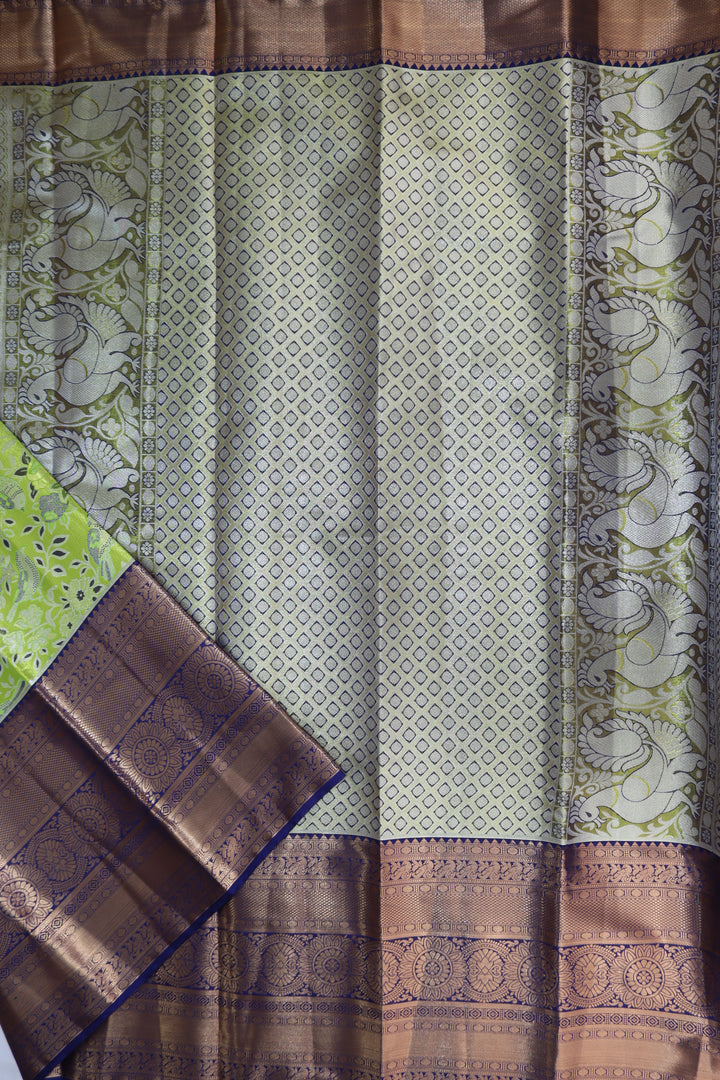 Stunning Parrot Green Kanjipuram Saree