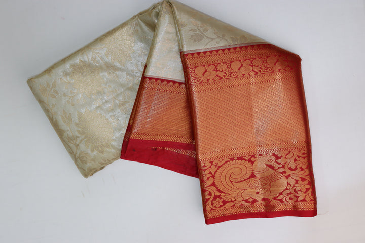 Traditional Cream Kanjipuram Saree