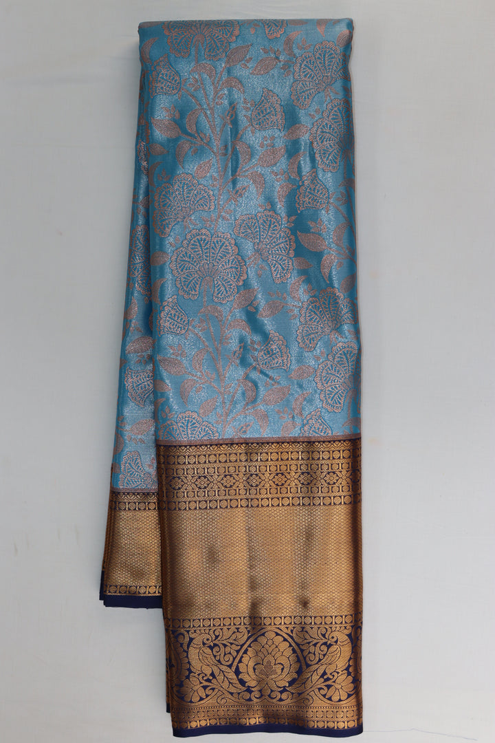 Enchanting Blue Kanjipuram Saree