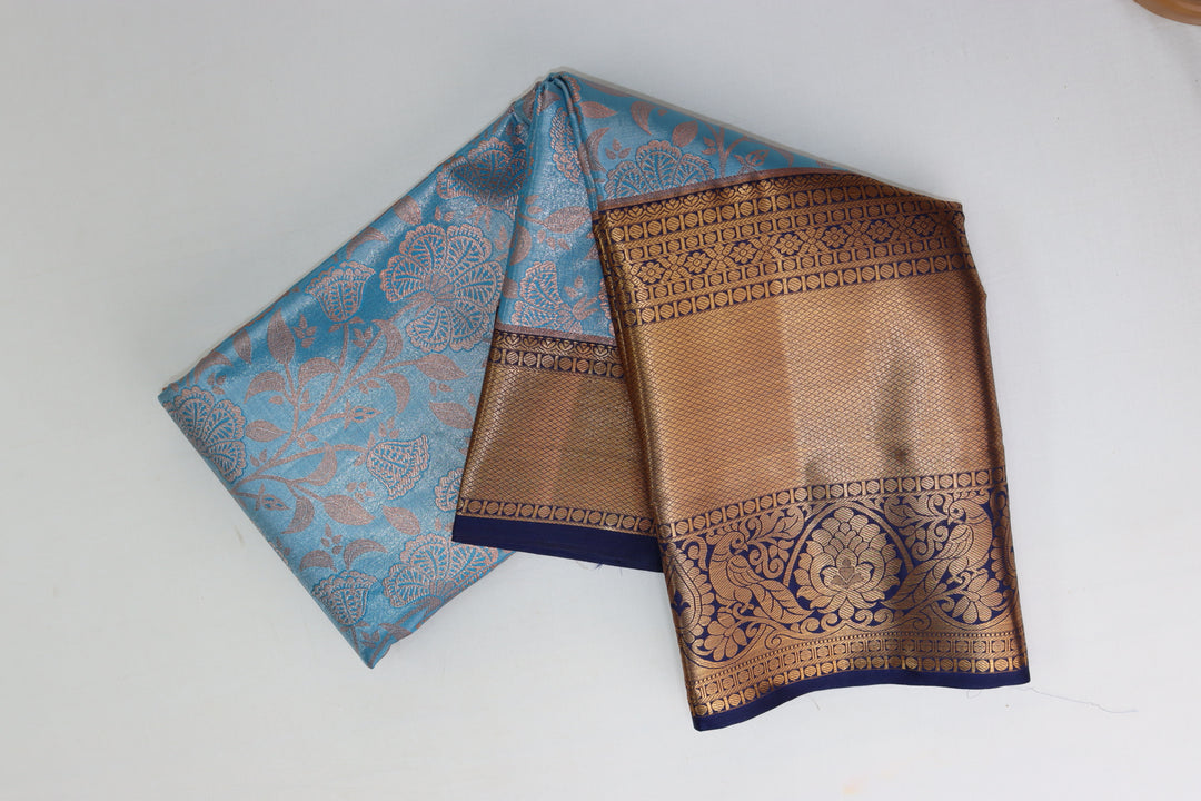 Enchanting Blue Kanjipuram Saree