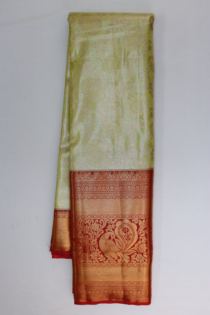 Elegant Pastel Light Green Kanjipuram Saree