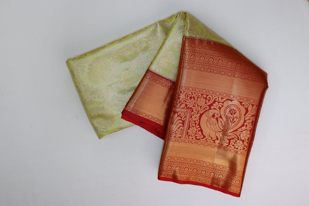 Elegant Pastel Light Green Kanjipuram Saree