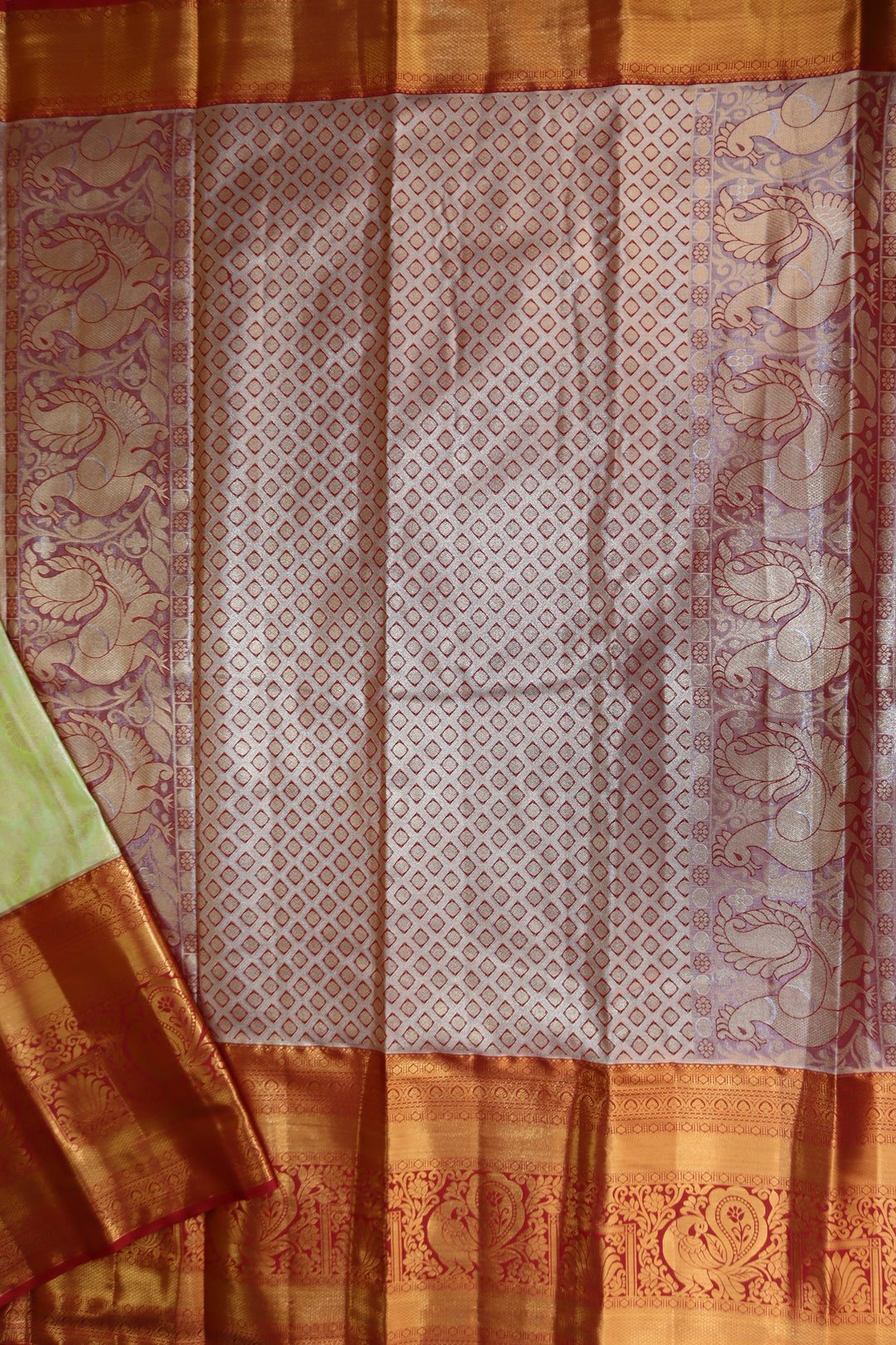 Elegant Pastel Light Green Kanjipuram Saree