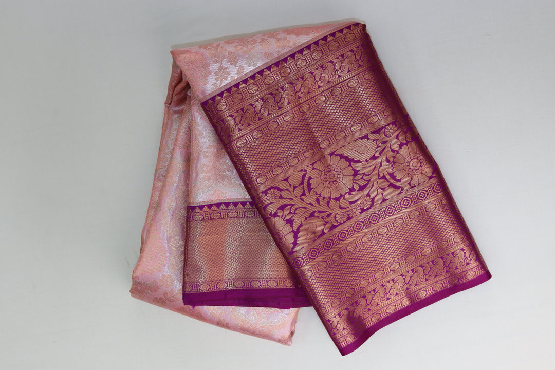 Radiant Peach Kanjipuram Saree