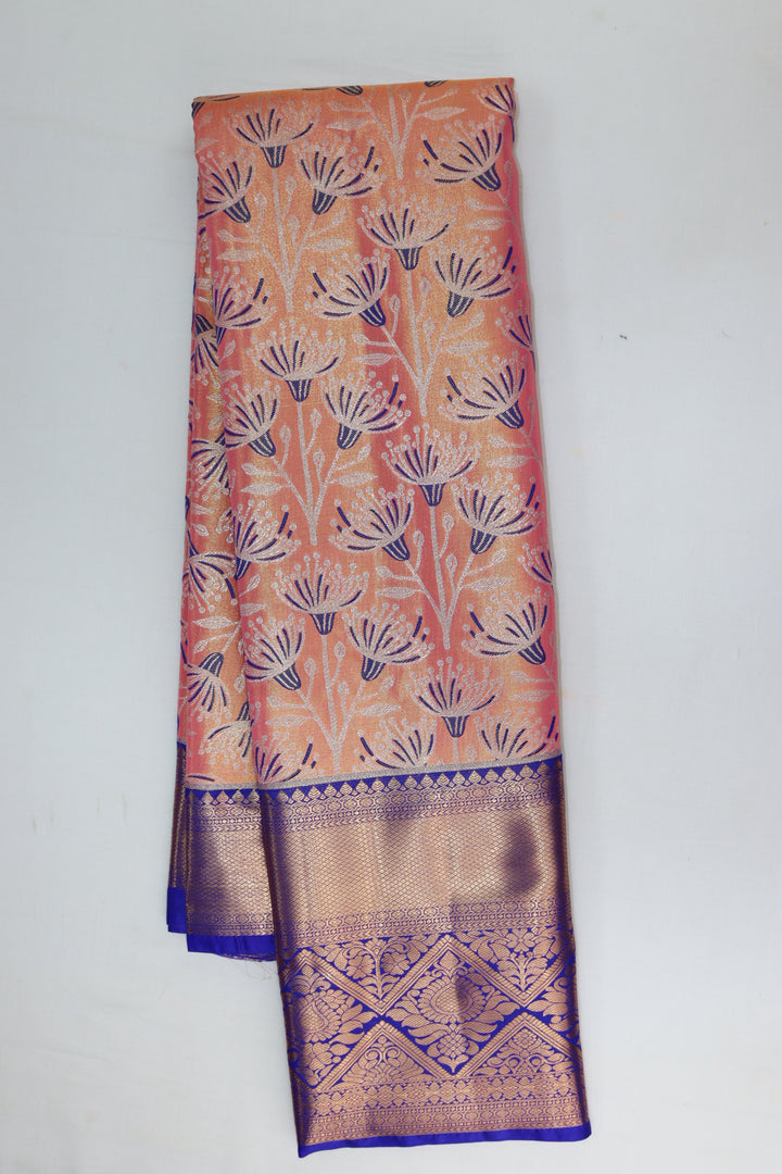 Trendy Peach Kanjipuram Saree