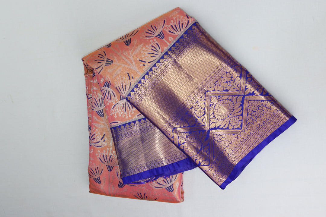 Trendy Peach Kanjipuram Saree