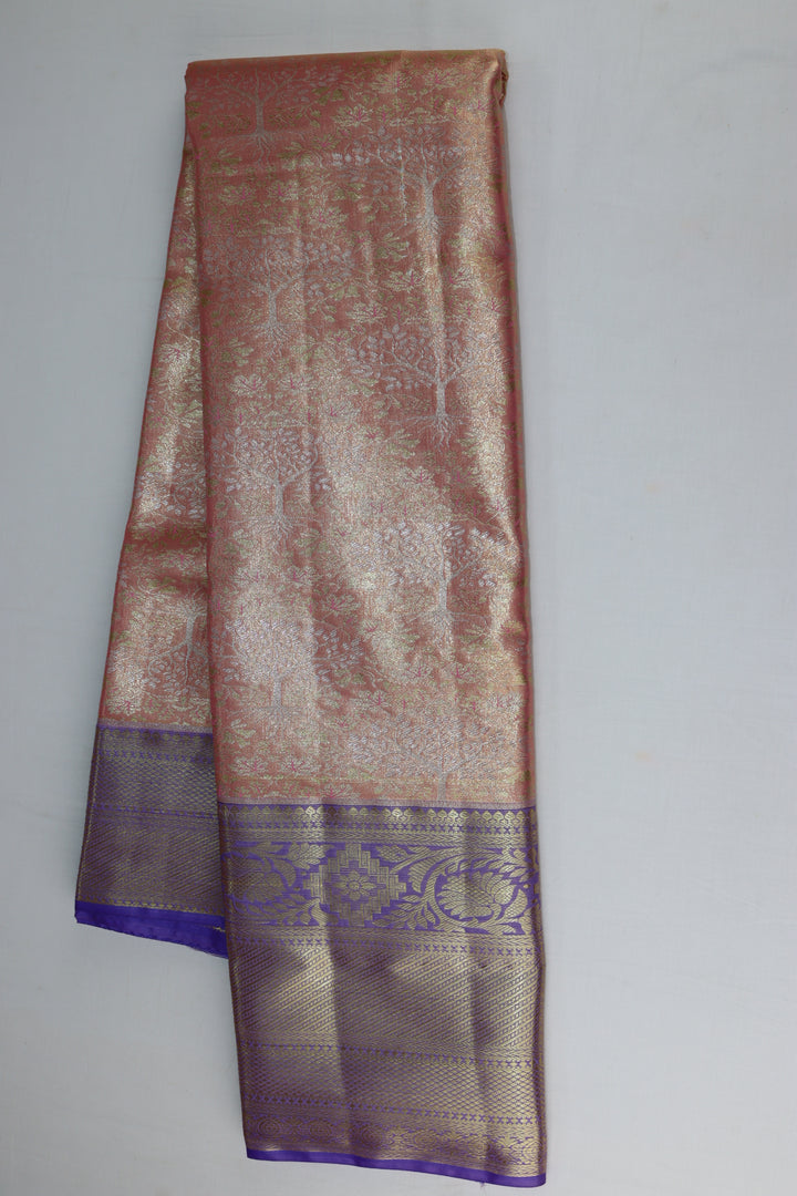 Exquisite Peach Kanjipuram Saree