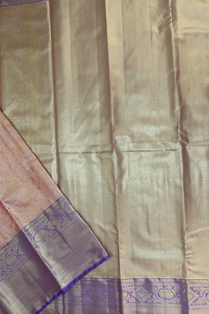 Exquisite Peach Kanjipuram Saree