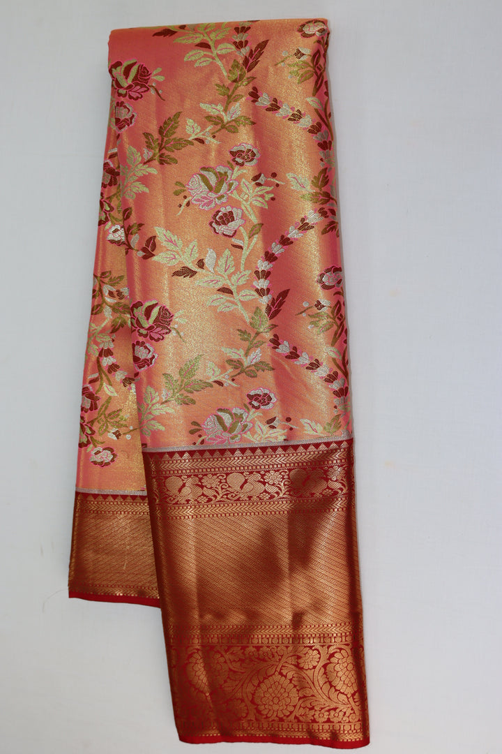 Regal Peach Kanjipuram Saree