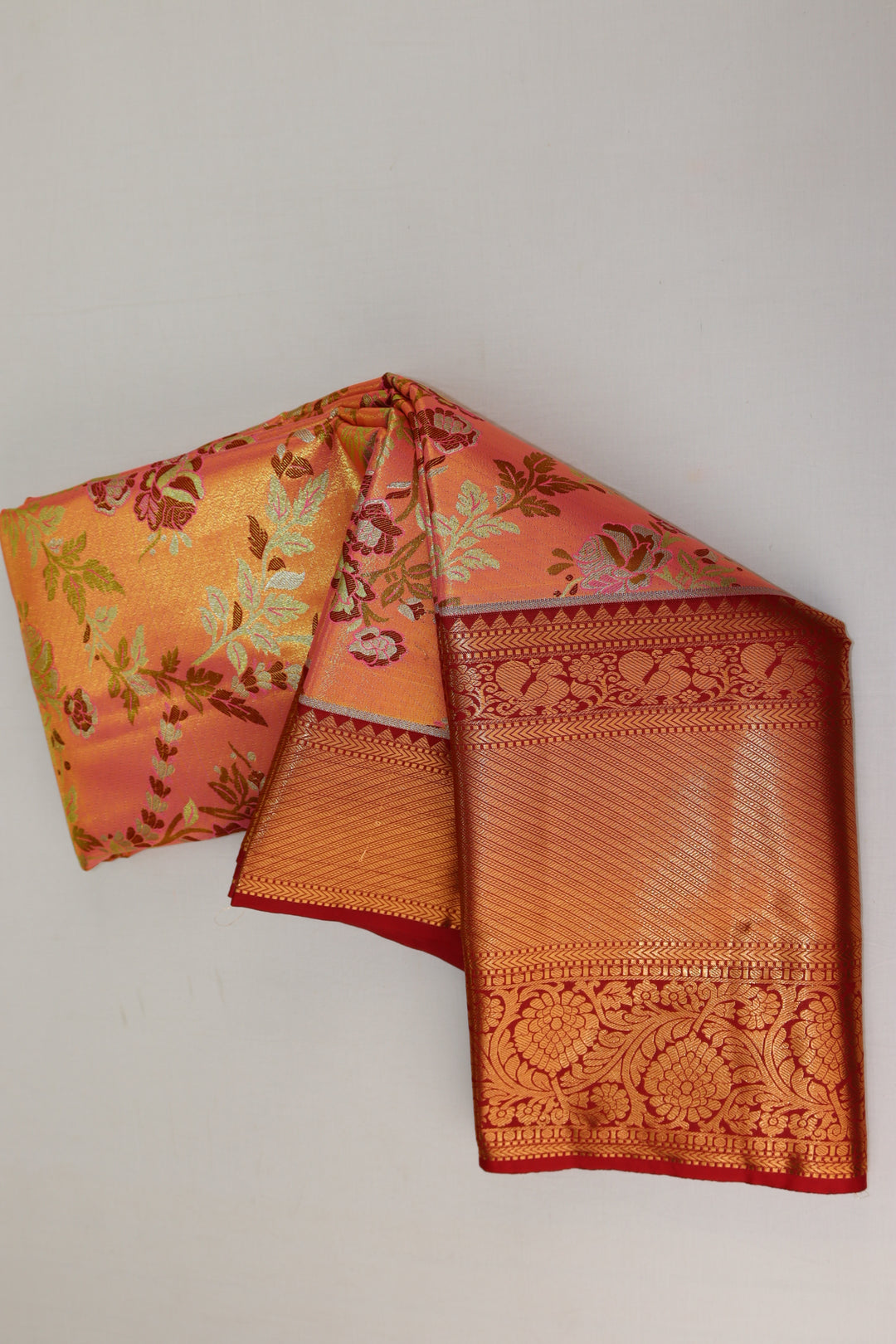 Regal Peach Kanjipuram Saree