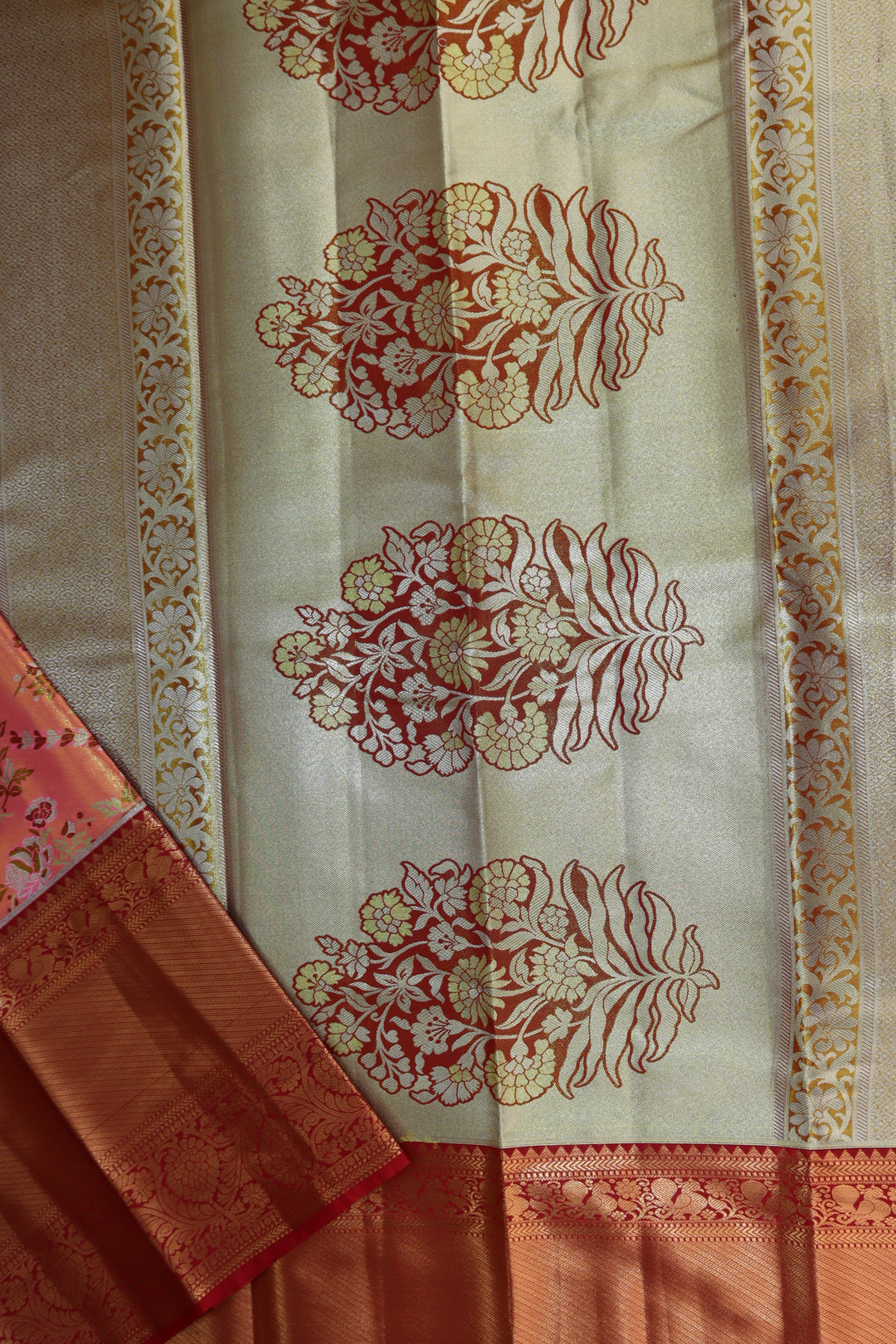 Regal Peach Kanjipuram Saree