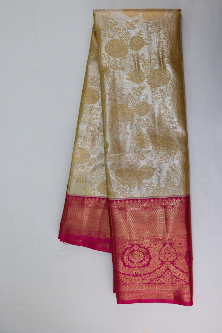 Luxurious Pastel Yellow Kanjipuram Saree