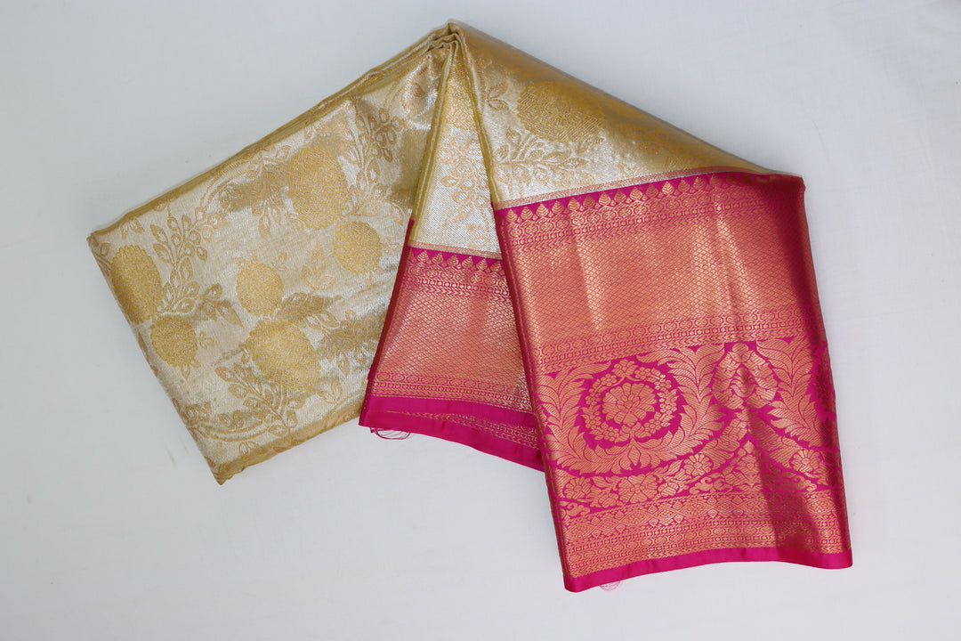 Luxurious Pastel Yellow Kanjipuram Saree