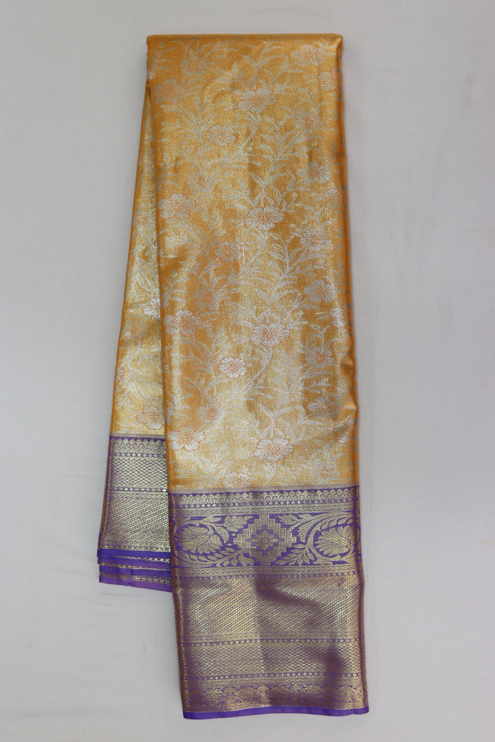 Amazing Light Orange Kanjipuram Saree