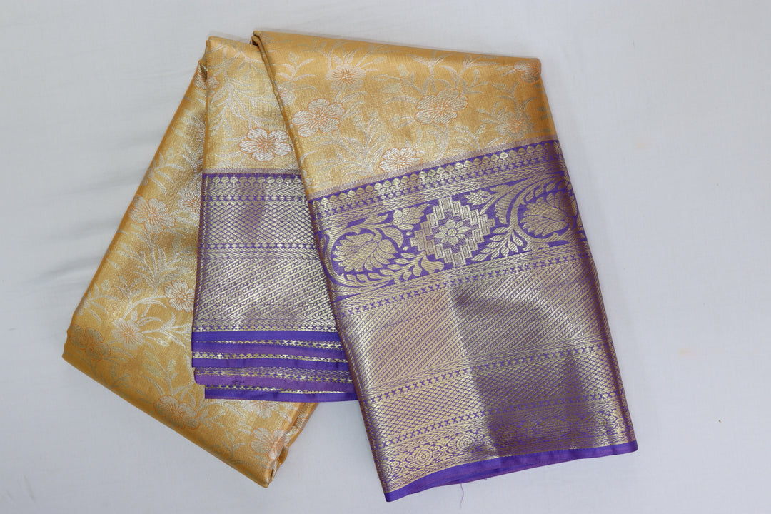 Amazing Light Orange Kanjipuram Saree