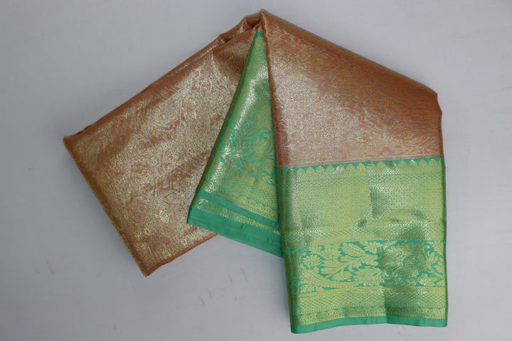 Stunning Peach Kanjipuram Saree