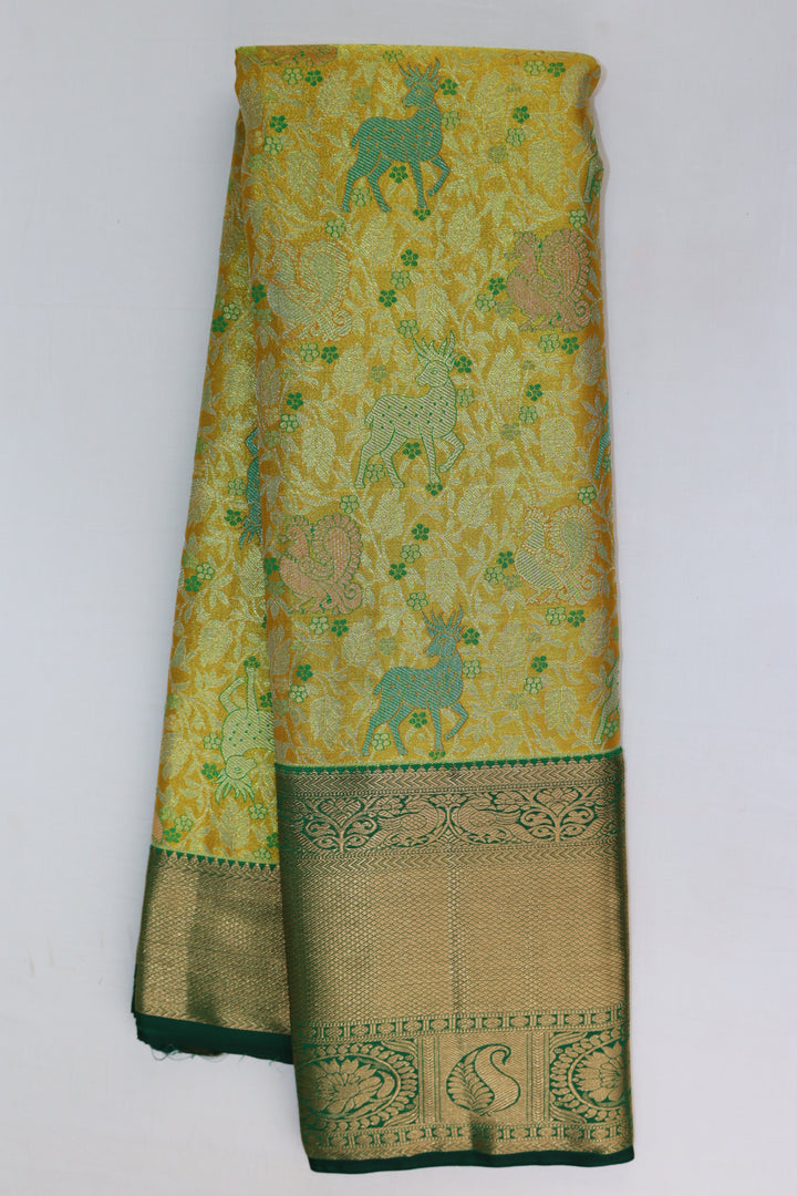 Stylish Yellow Kanjipuram Saree