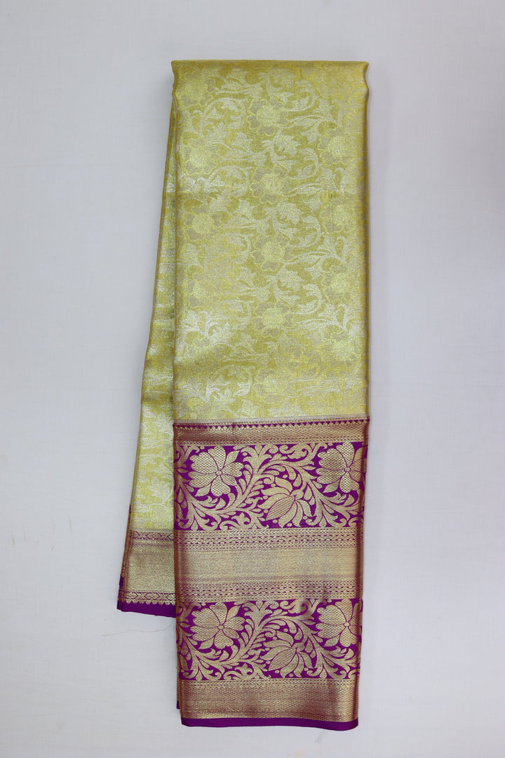 Classic Lemon Yellow Kanjipuram Saree