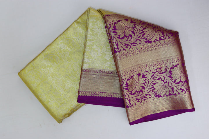 Classic Lemon Yellow Kanjipuram Saree