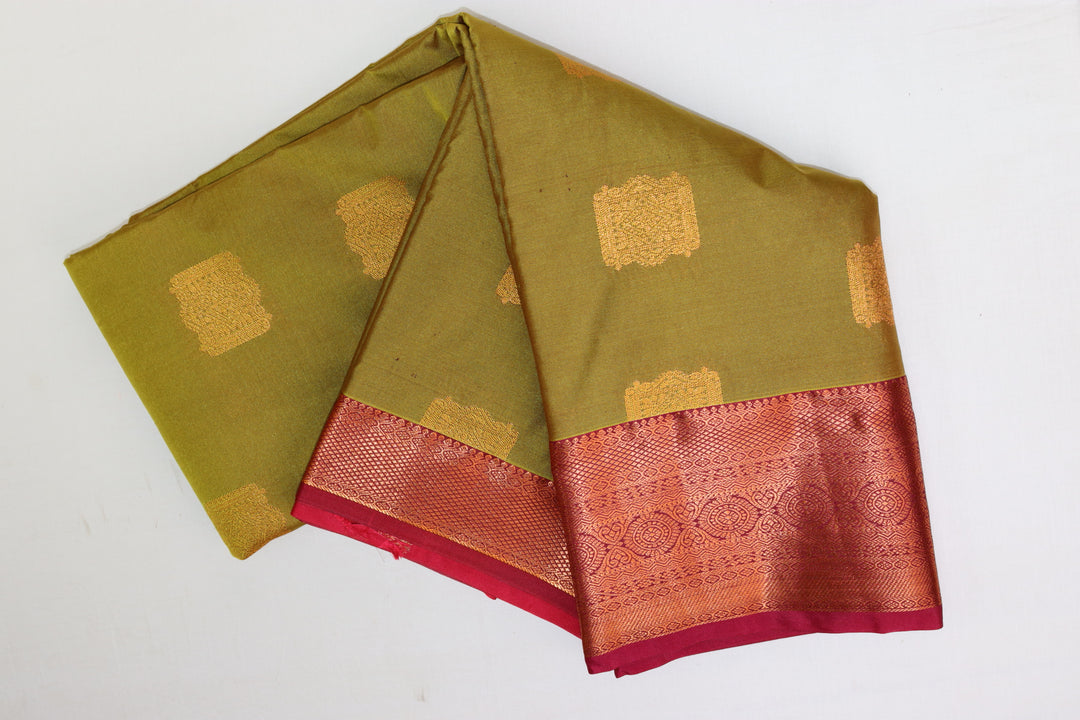 Opulent Olive Green Kanjipuram Saree