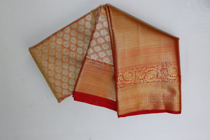 Luxurious Orange Kanjipuram Saree