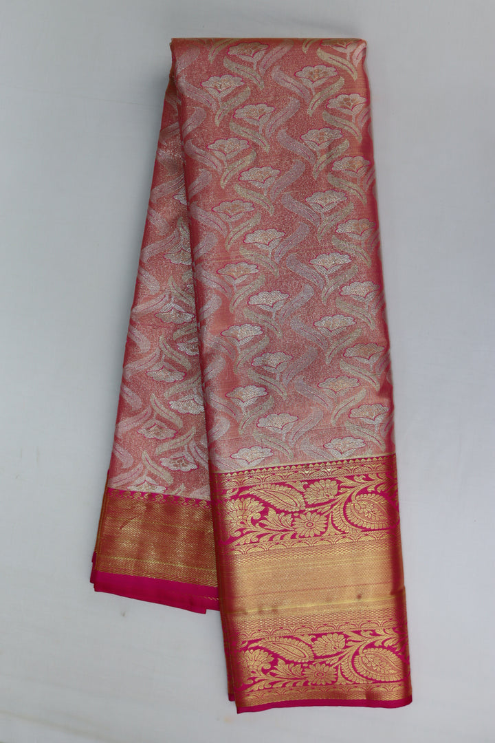 Luxurious Peach Kanjipuram Saree