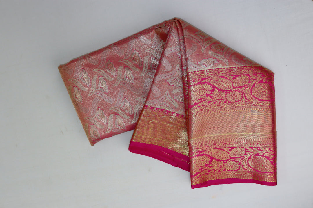 Luxurious Peach Kanjipuram Saree