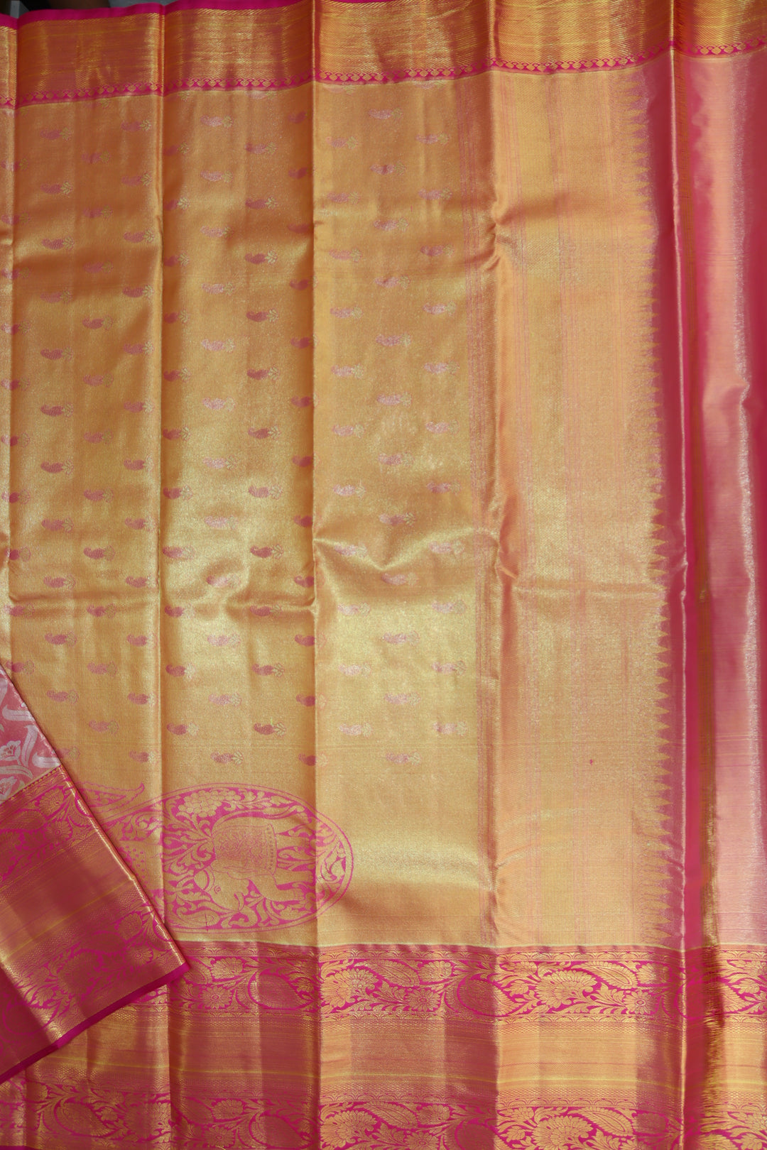 Luxurious Peach Kanjipuram Saree