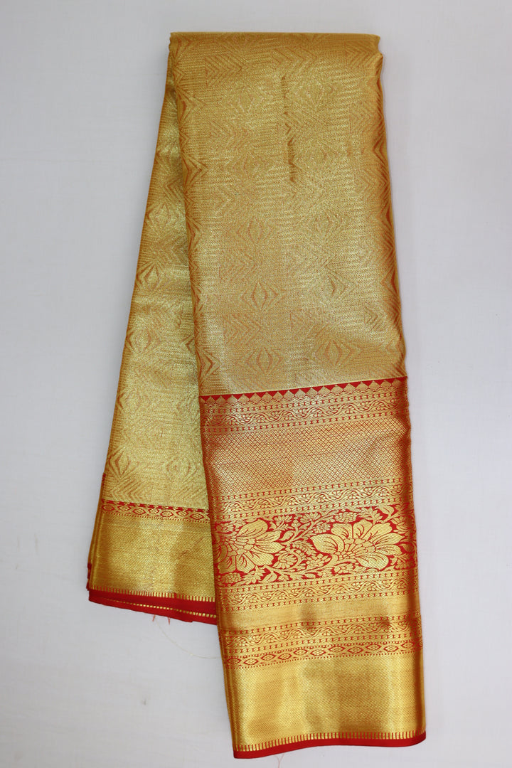 Mesmerizing Golden Yellow Kanjipuram Saree